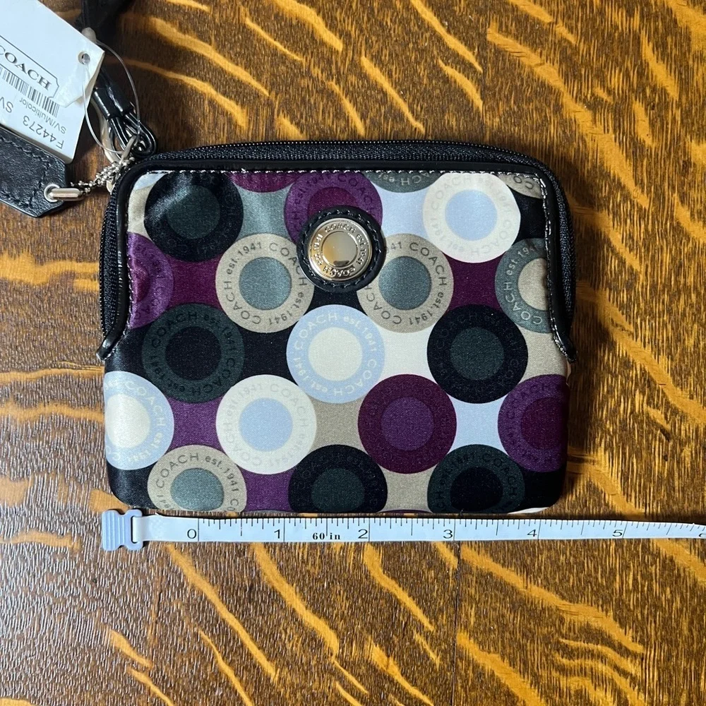Coach Multicolor Op Art Satin Wristlet